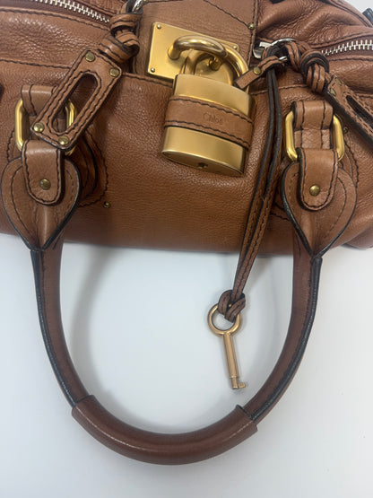 Chloé Paddington Shoulder Bag Brown interior of front top handle