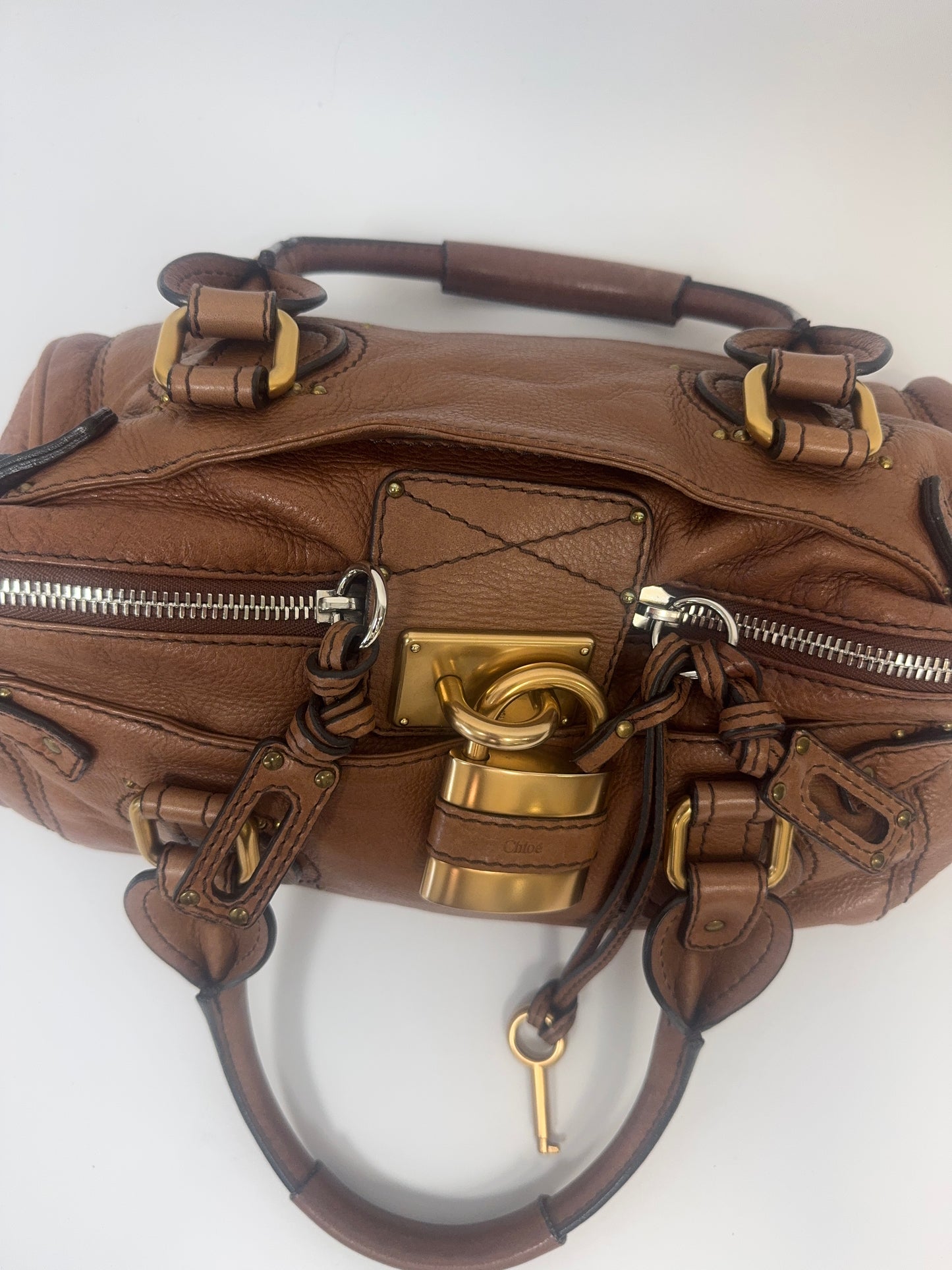 Chloé Paddington Shoulder Bag Brown top of handbag