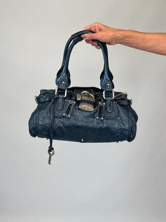 Chloe Paddington Satchel Bag - Metallic Blue
