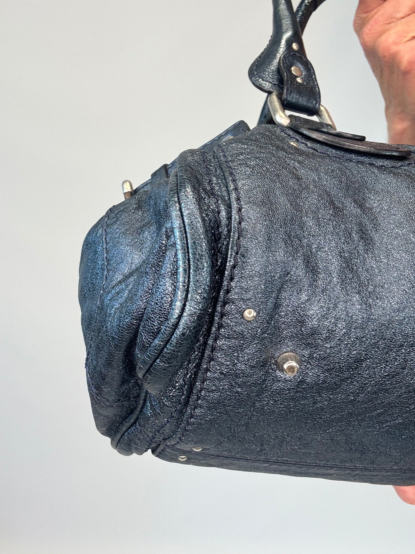 Chloe Paddington Satchel Bag - Metallic Blue