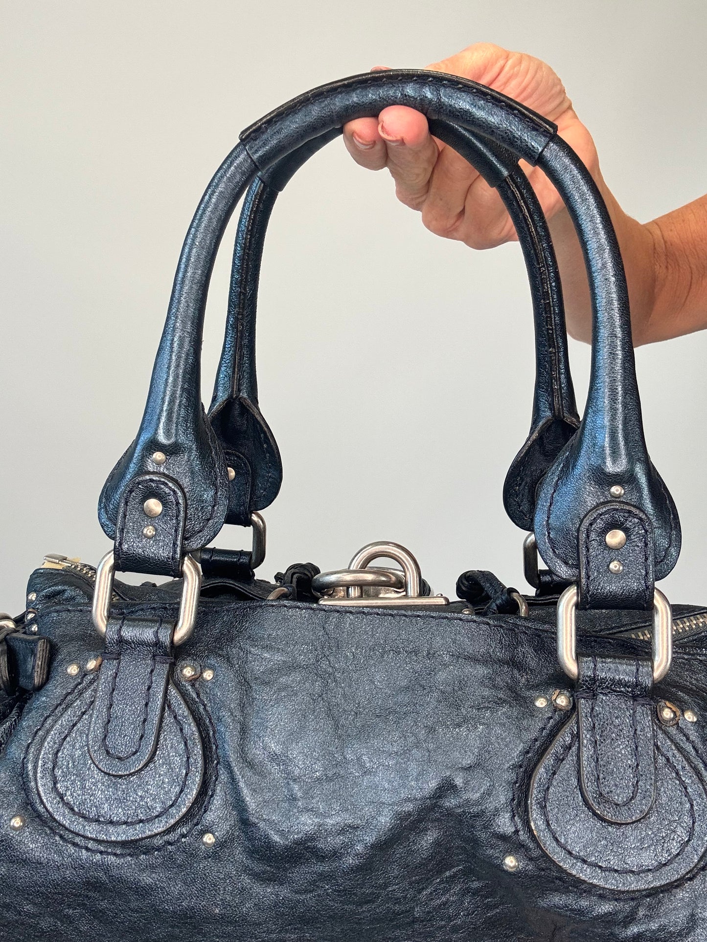 Chloe Paddington Satchel Bag - Metallic Blue