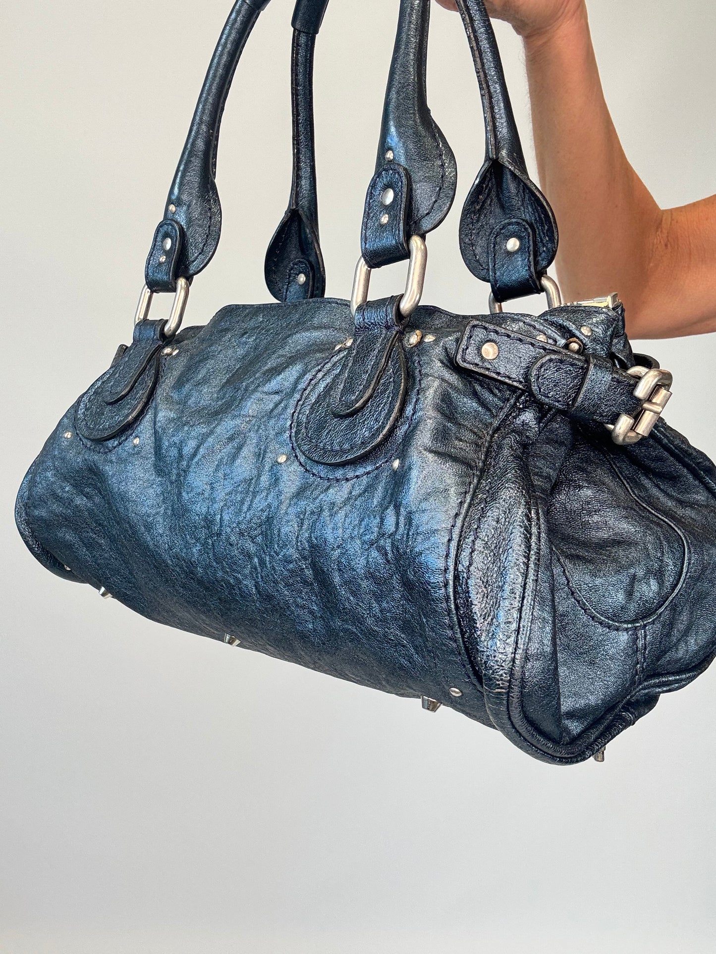 Chloe Paddington Satchel Bag - Metallic Blue