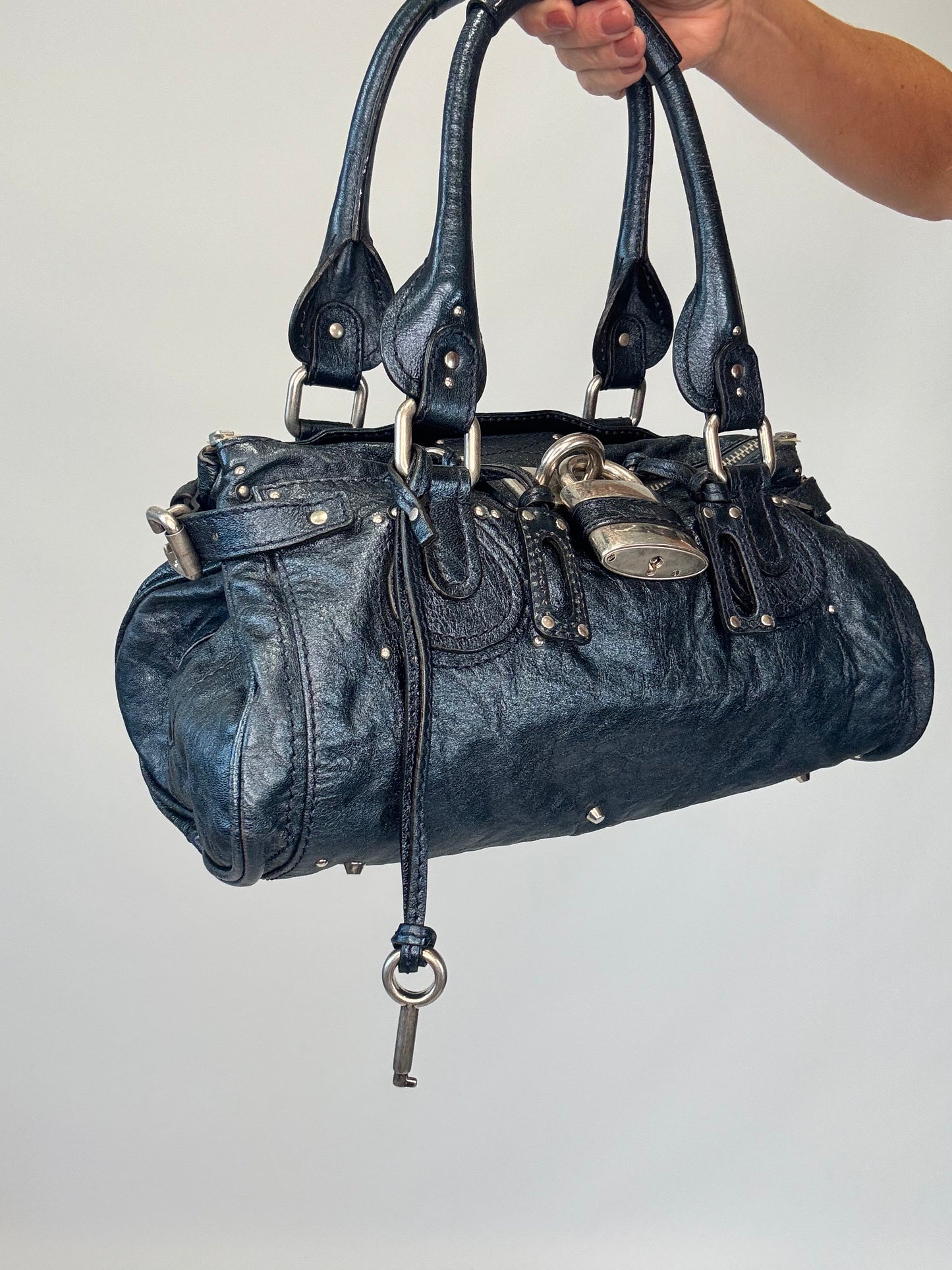 Chloe Paddington Satchel Bag - Metallic Blue