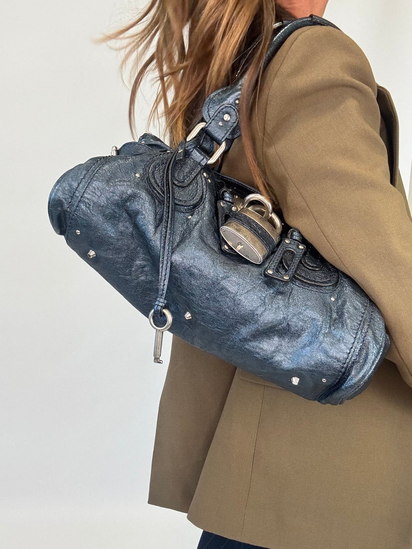 Chloe Paddington Satchel Bag - Metallic Blue