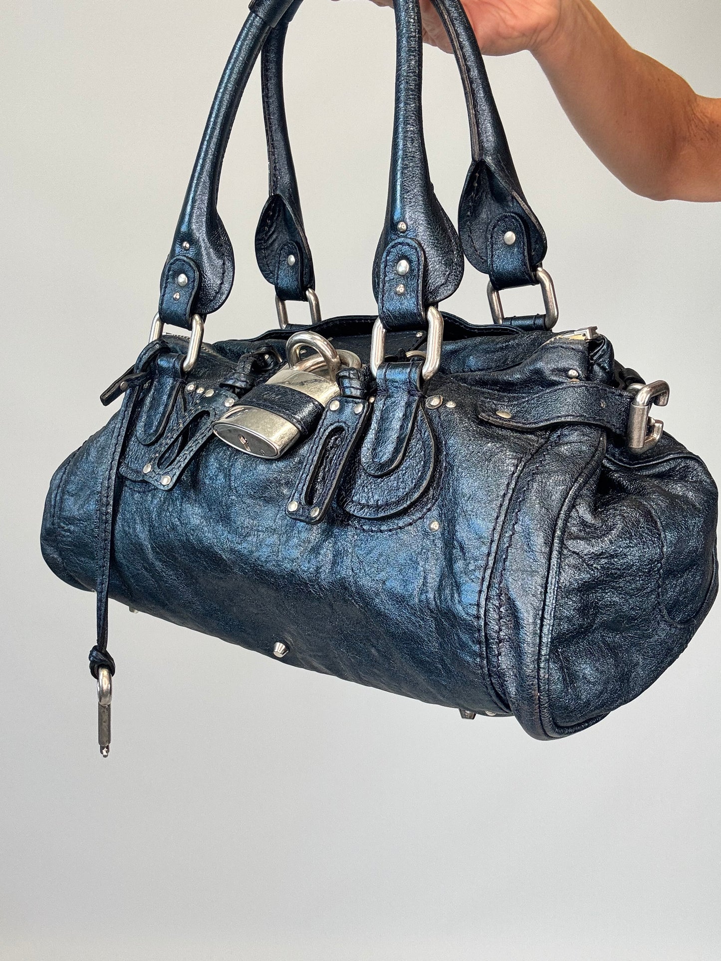 Chloe Paddington Satchel Bag - Metallic Blue