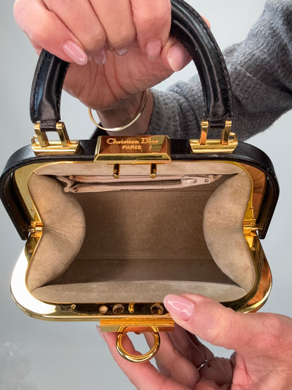 Christian Dior Fermoir Top Handle Bag - Vintage / Black