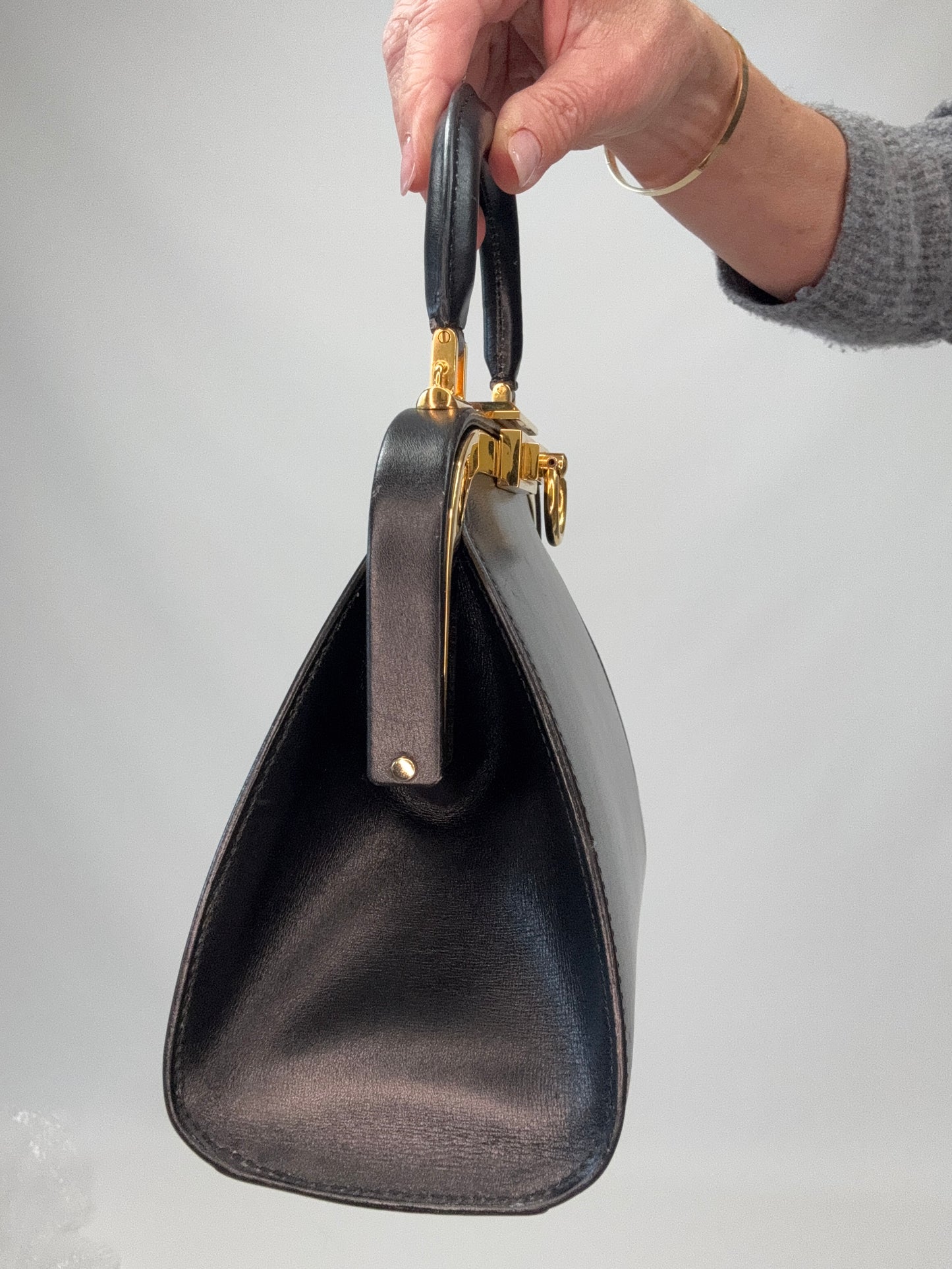 Christian Dior Fermoir Top Handle Bag - Vintage / Black