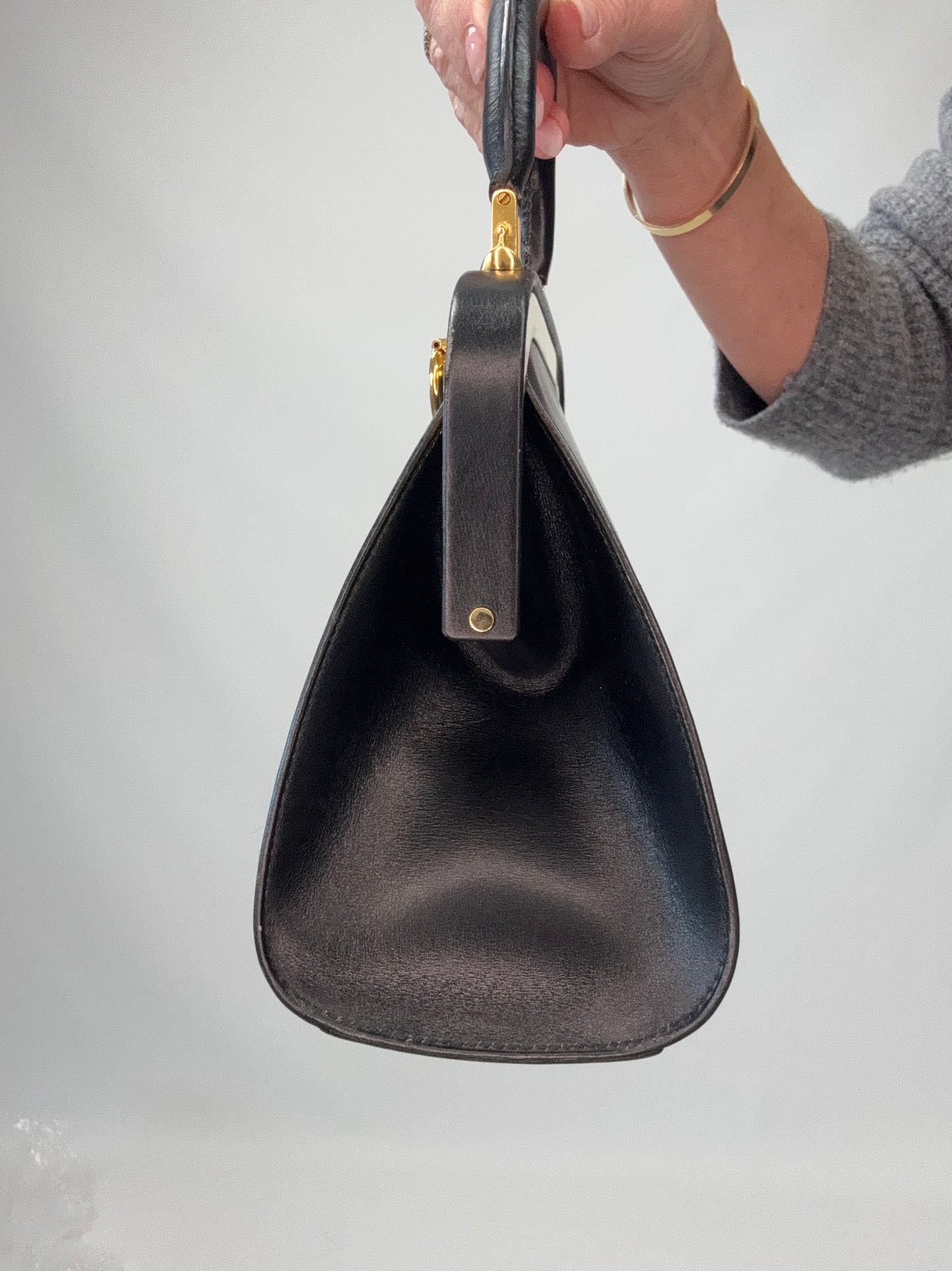 Christian Dior Fermoir Top Handle Bag - Vintage / Black