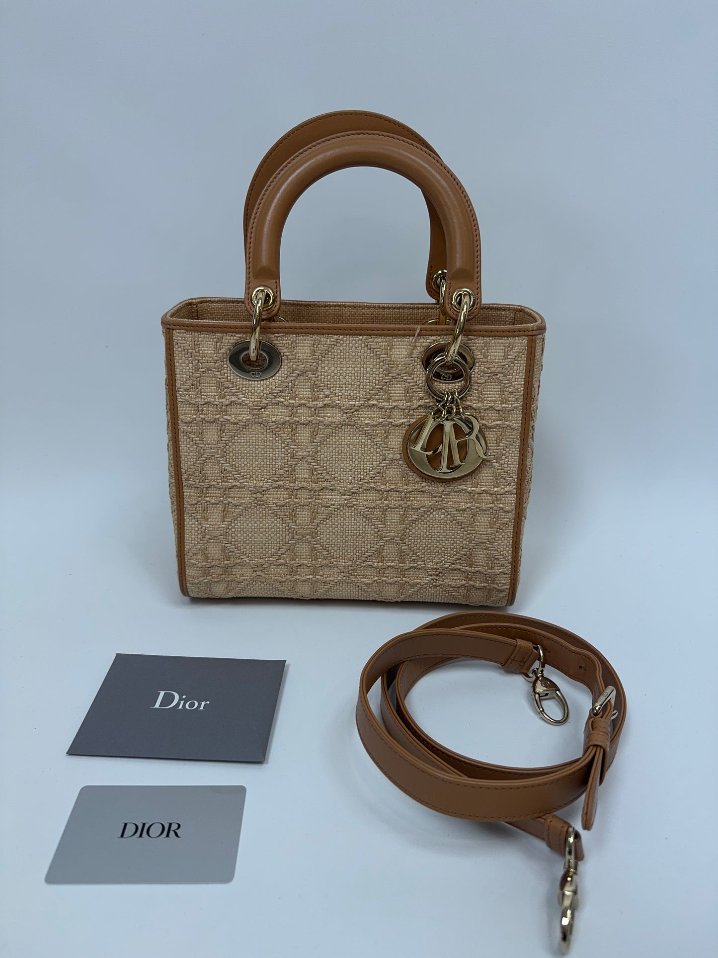 Christian Dior Lady Dior Raffia Cannage Bag - Natural