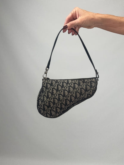 Christian Dior Monogram Mini Saddle Pochette - Navy