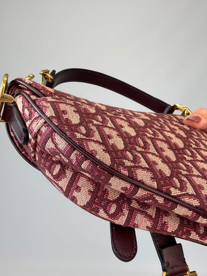 Christian Dior Oblique Mini Saddle Bag - Burgundy