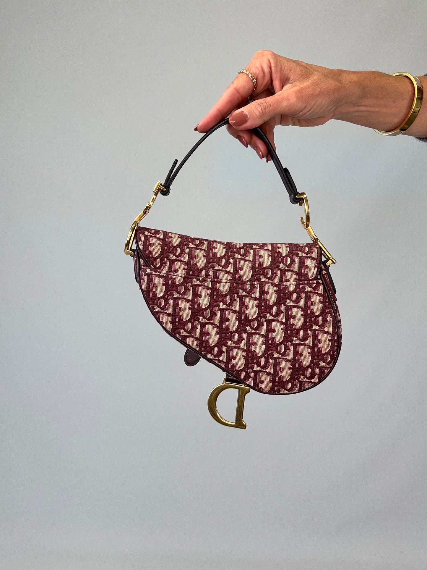 Christian Dior Oblique Mini Saddle Bag - Burgundy