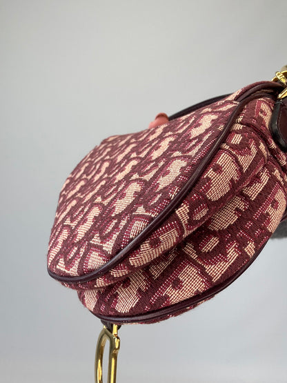 Christian Dior Oblique Mini Saddle Bag - Burgundy