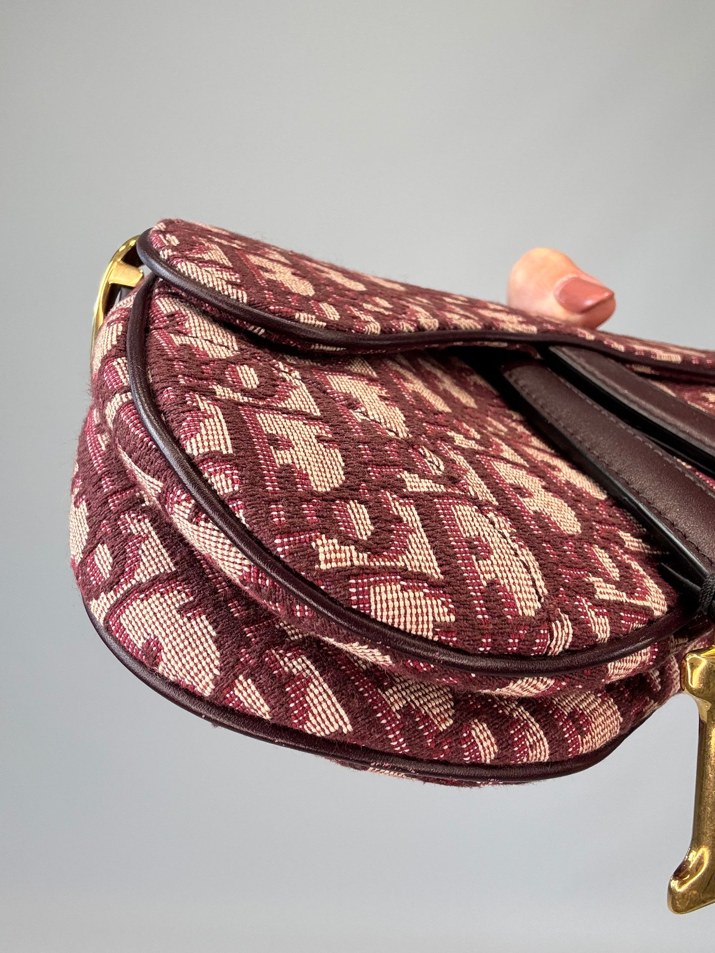 Christian Dior Oblique Mini Saddle Bag - Burgundy