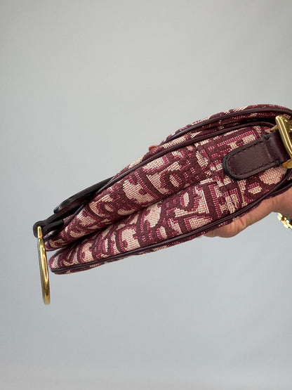Christian Dior Oblique Mini Saddle Bag - Burgundy