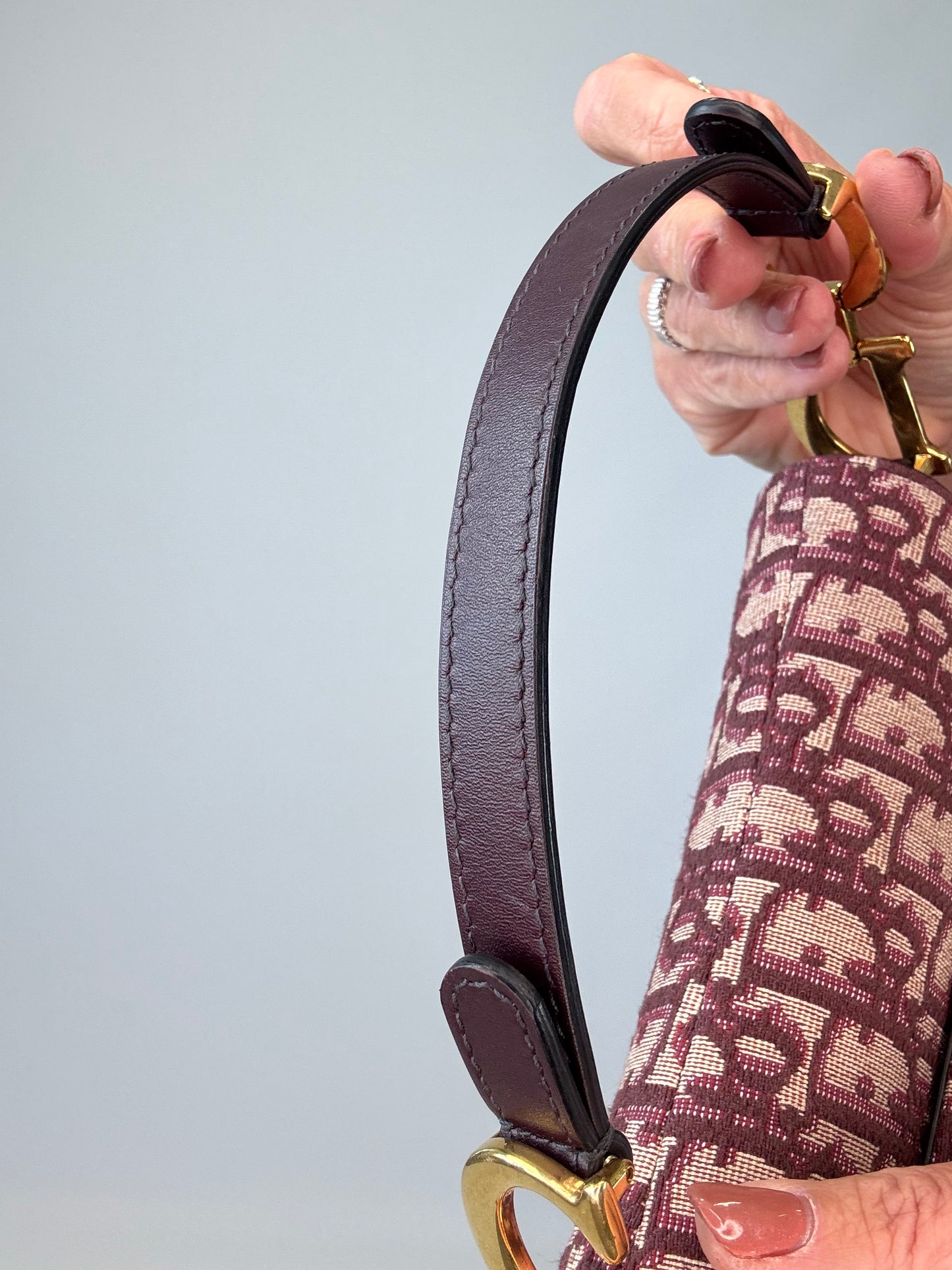 Christian Dior Oblique Mini Saddle Bag - Burgundy