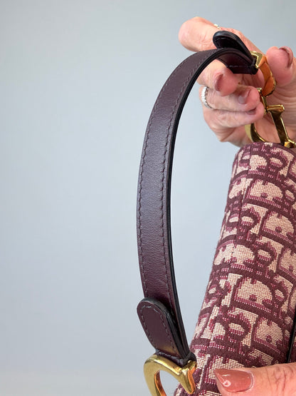 Christian Dior Oblique Mini Saddle Bag - Burgundy