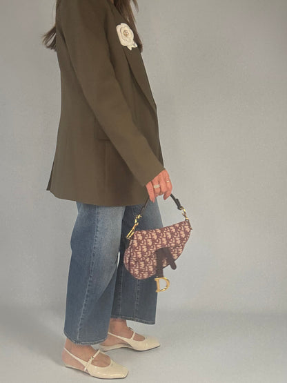 Christian Dior Oblique Mini Saddle Bag - Burgundy