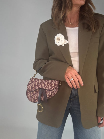 Christian Dior Oblique Mini Saddle Bag - Burgundy