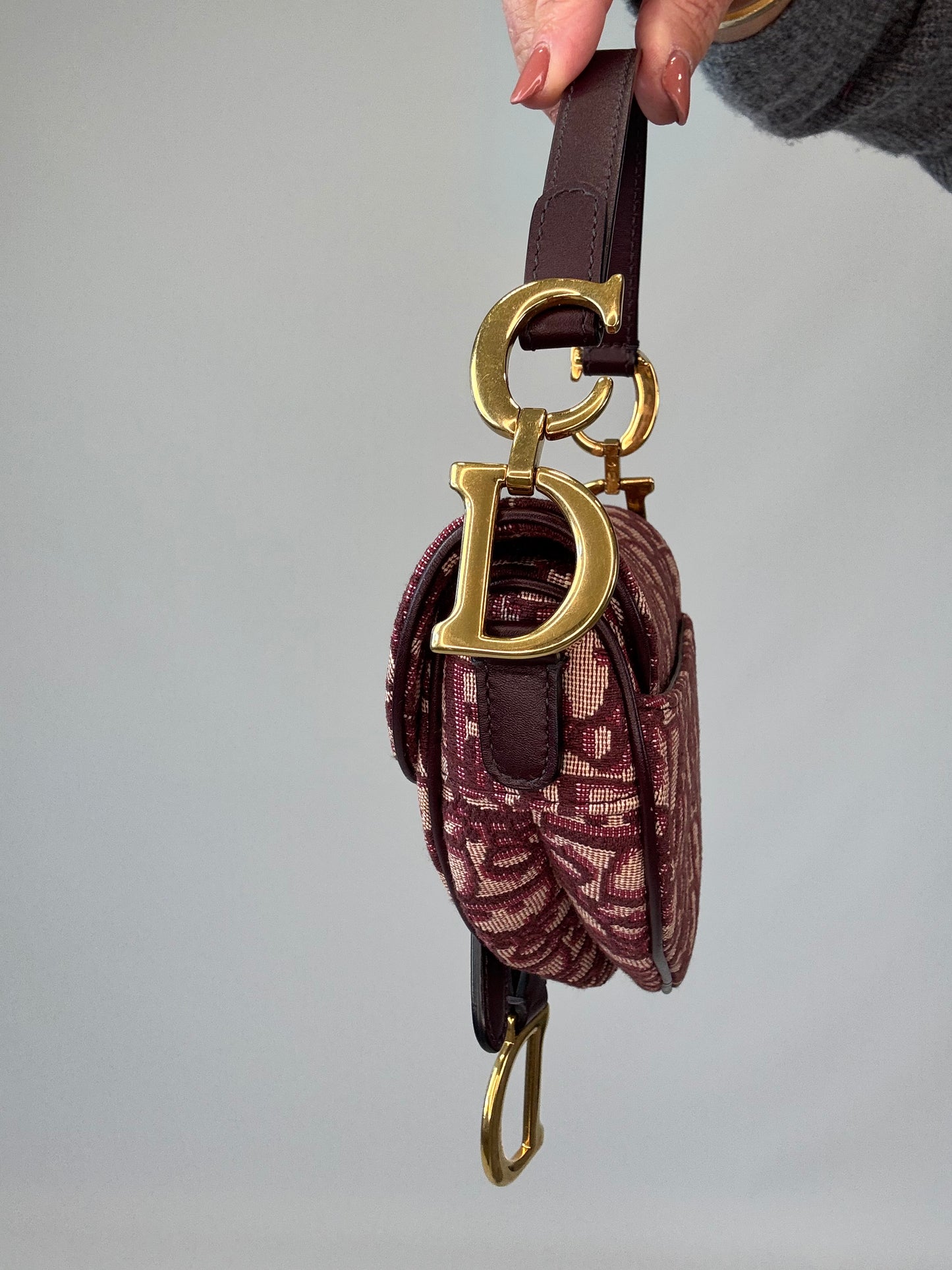 Christian Dior Oblique Mini Saddle Bag - Burgundy
