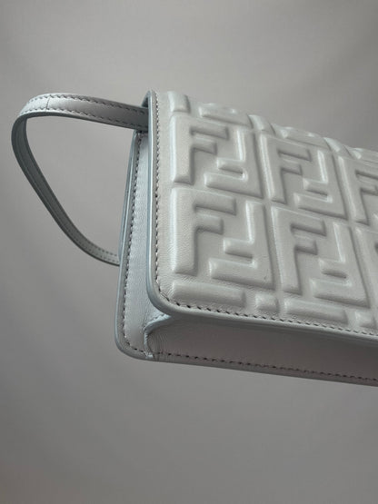 Fendi Wallet On Chain Baguette - Light Blue back left bottom corner