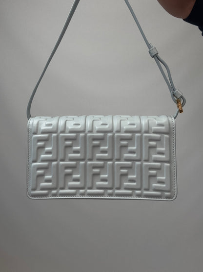 Fendi Wallet On Chain Baguette - Light Blue back of handbag