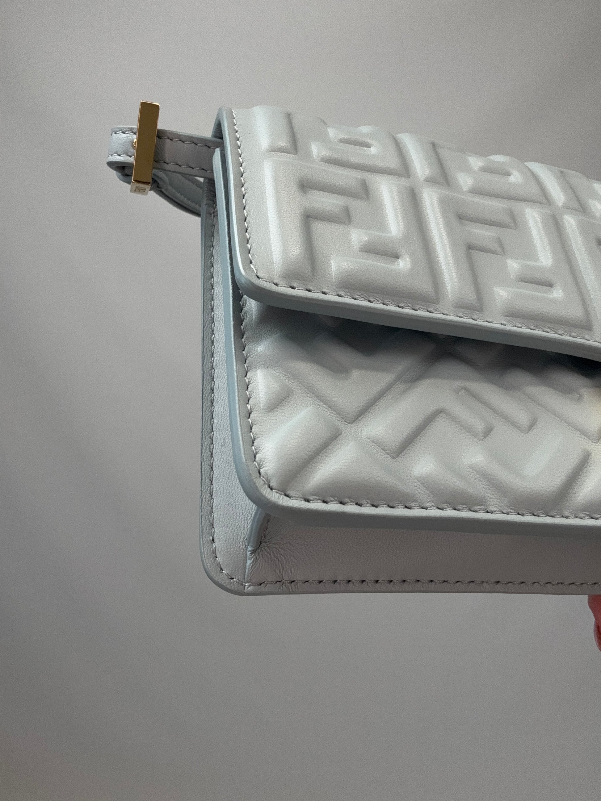 Fendi Wallet On Chain Baguette - Light Blue front left bottom corner