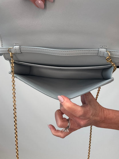 Fendi Wallet On Chain Baguette - Light Blue interior of handbag