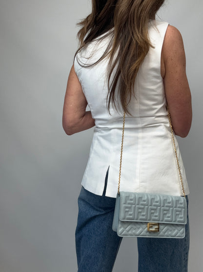 Fendi Wallet On Chain Baguette - Light Blue modeled image 2