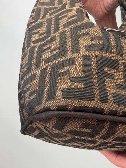 Fendi Zucca Mamma Baguette Shoulder Bag front left bottom corner