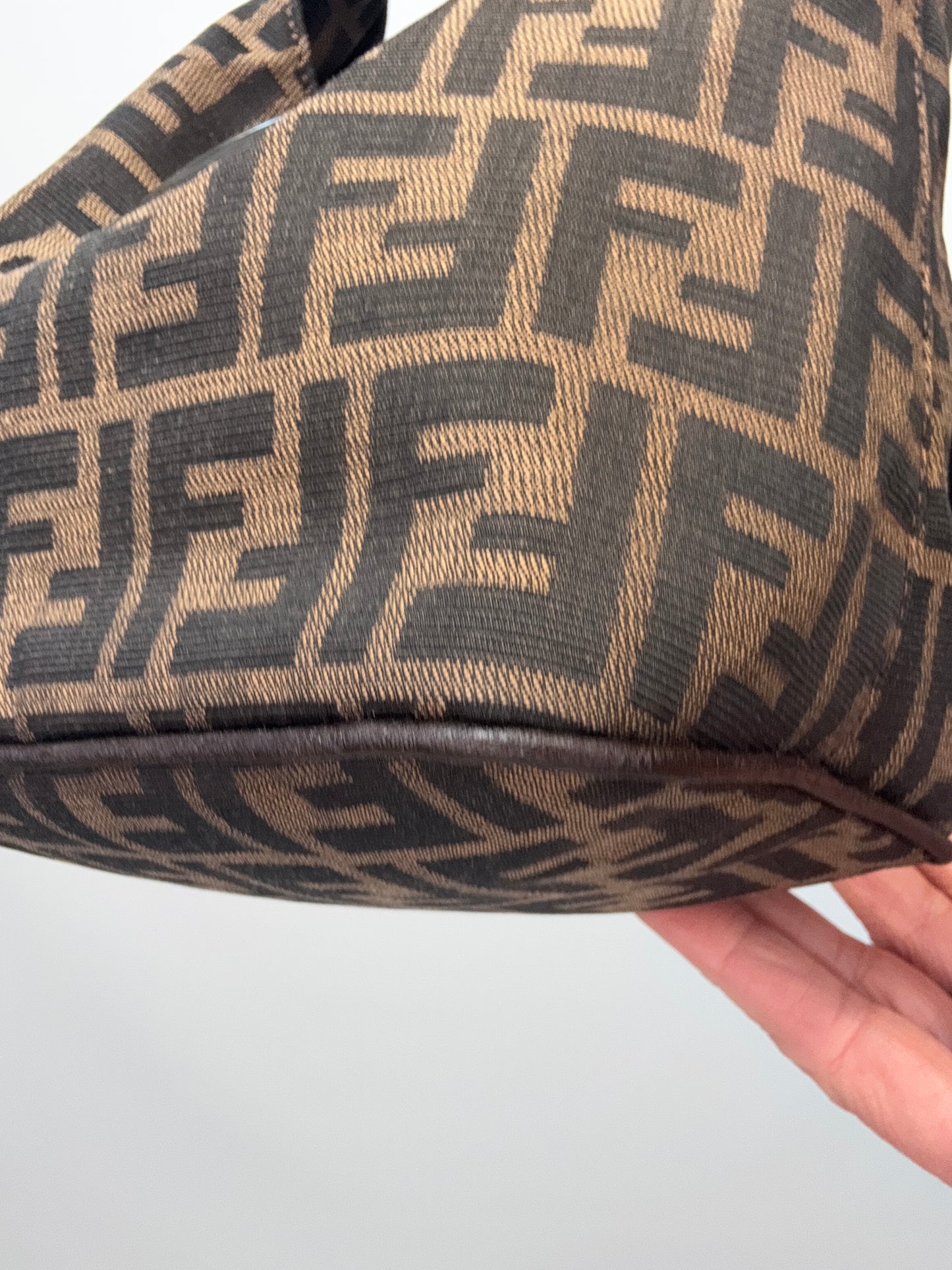 Fendi Zucca Mamma Baguette Shoulder Bag front right bottom corner