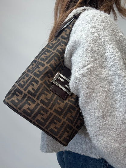 Fendi Zucca Mamma Baguette Shoulder Bag modeled as shoulder bag