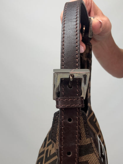 Fendi Zucca Mamma Baguette Shoulder Bag strap with buckle