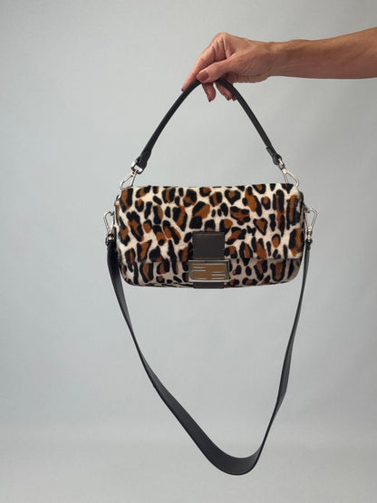 Fendi Leopard Print Pony Hair Baguette