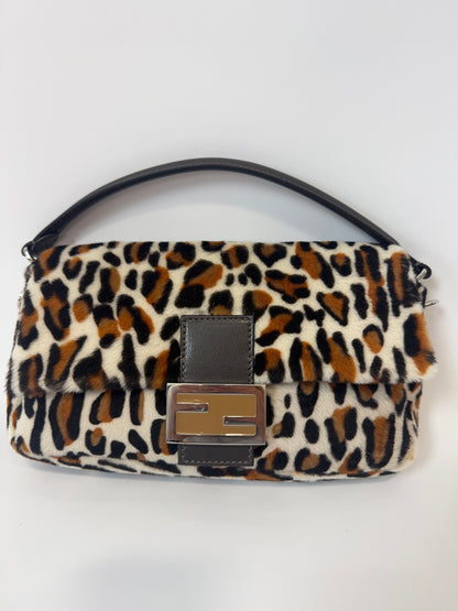 Fendi Leopard Print Pony Hair Baguette
