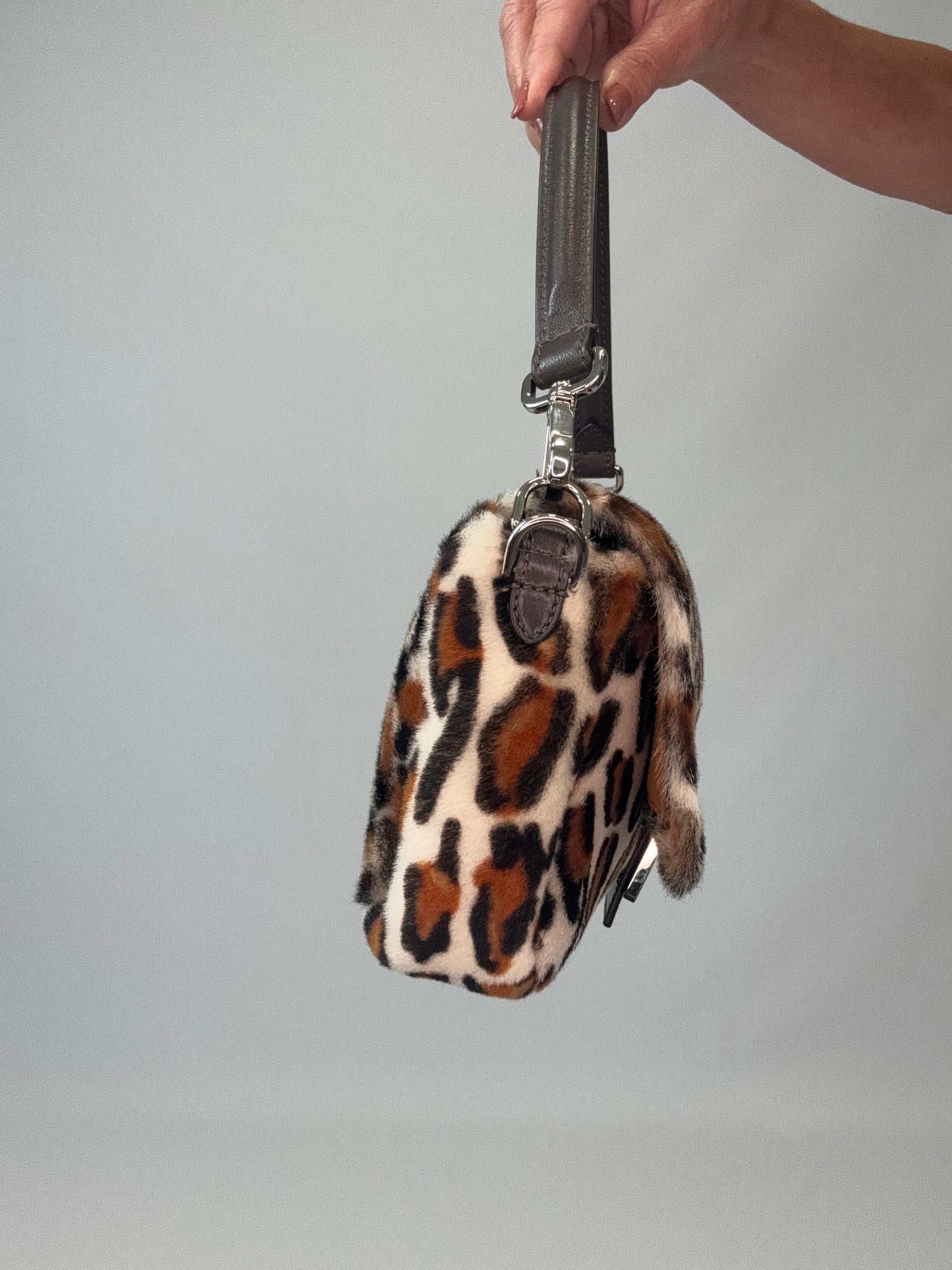 Fendi Leopard Print Pony Hair Baguette