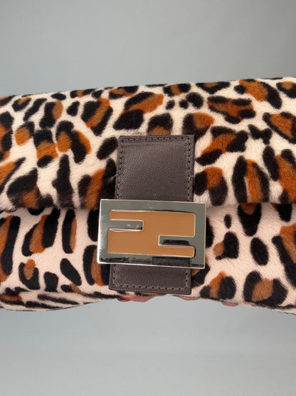 Fendi Leopard Print Pony Hair Baguette