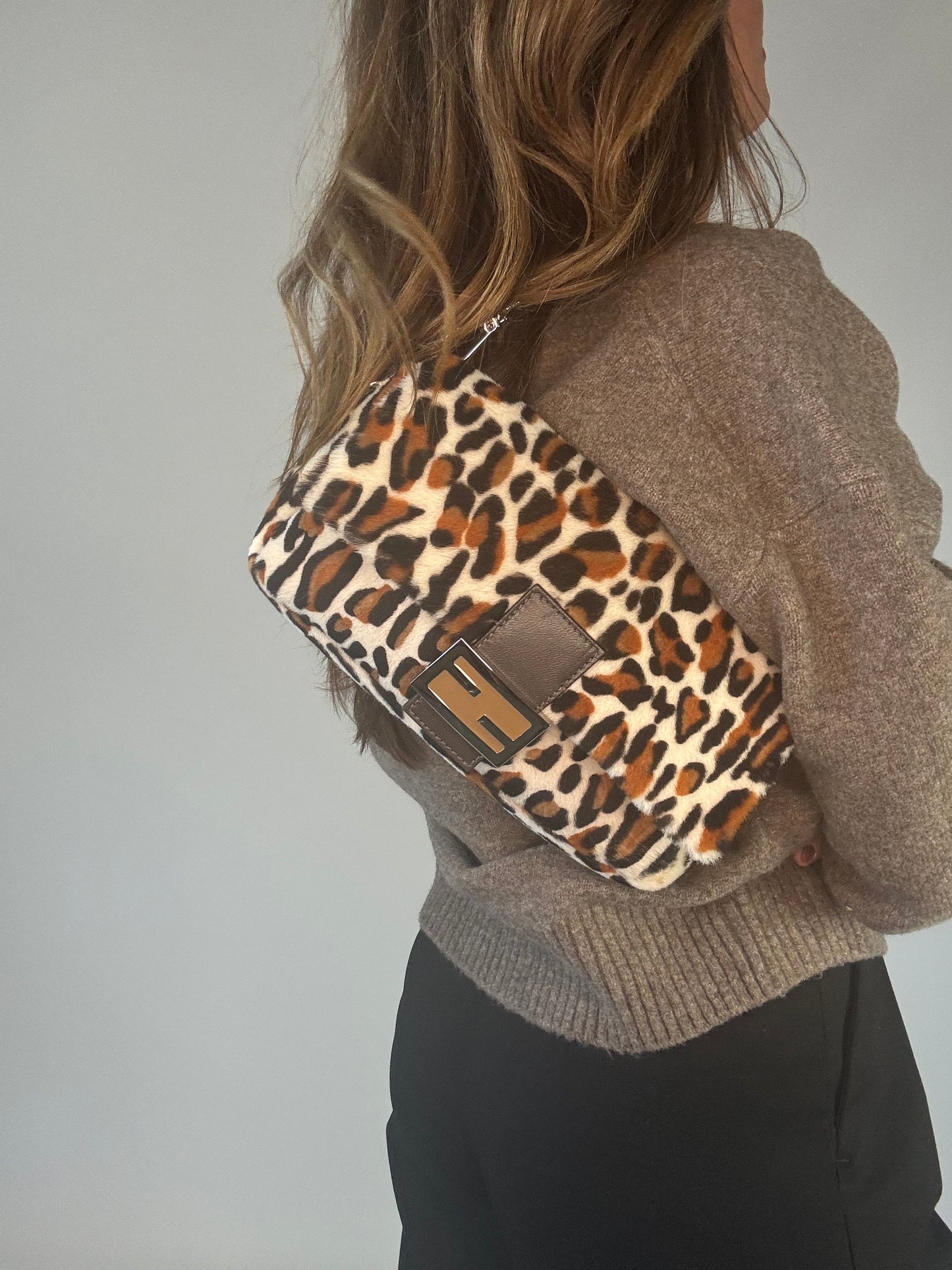 Fendi Leopard Print Pony Hair Baguette