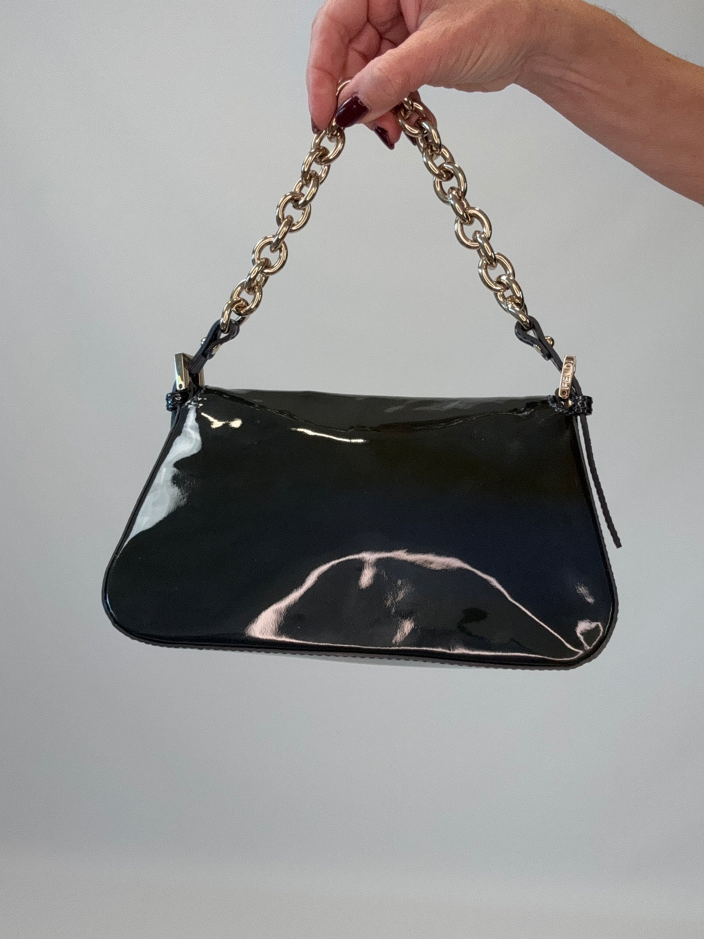 Fendi Mamma Baguette Patent Leather - Teal