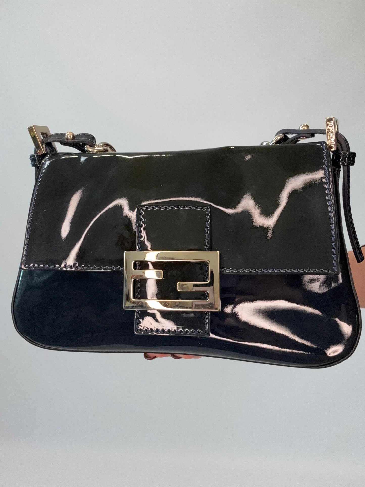 Fendi Mamma Baguette Patent Leather - Teal