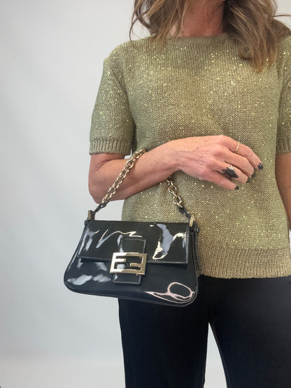 Fendi Mamma Baguette Patent Leather - Teal