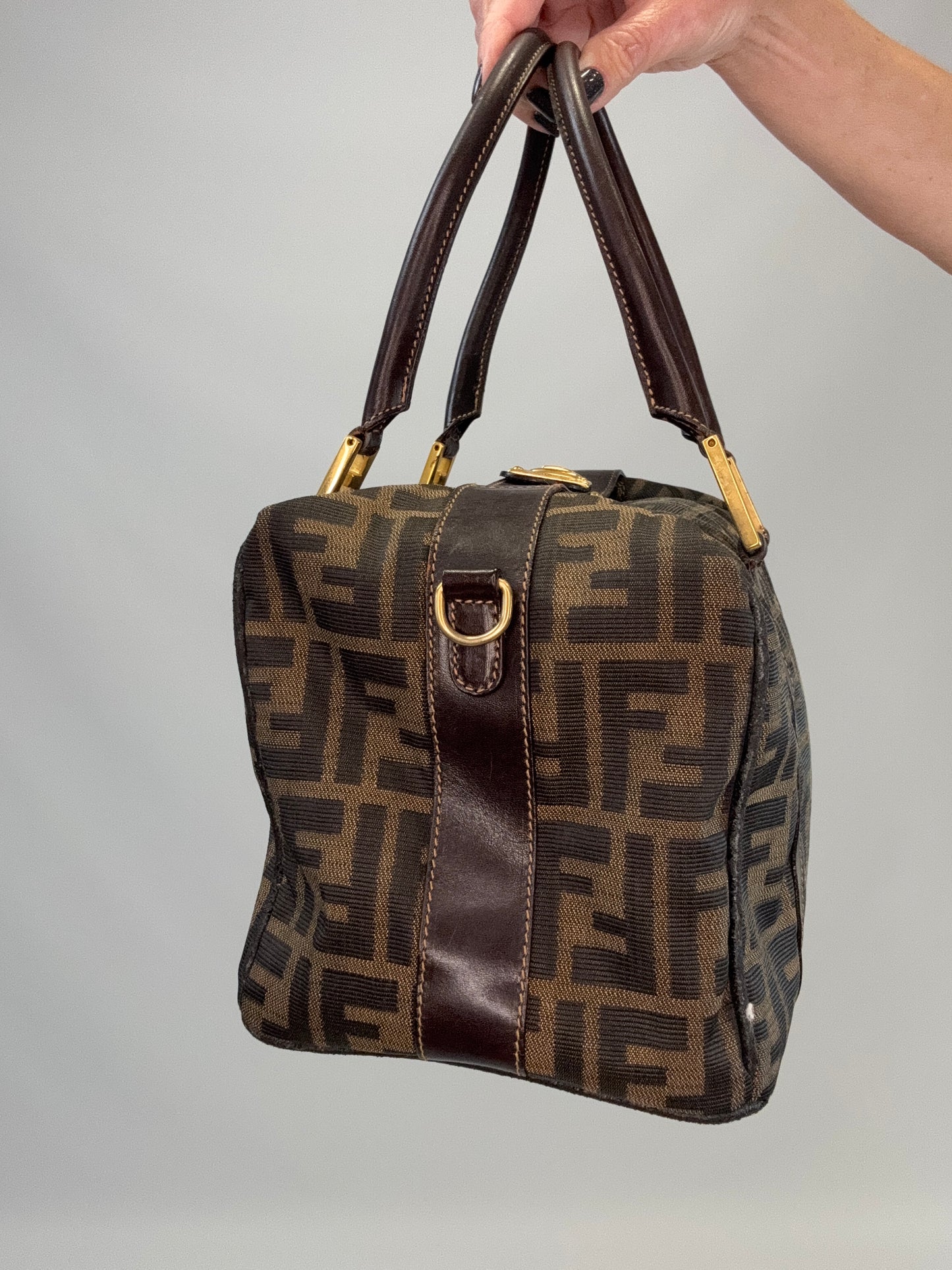 Fendi Zucca Two Way Boston Bag