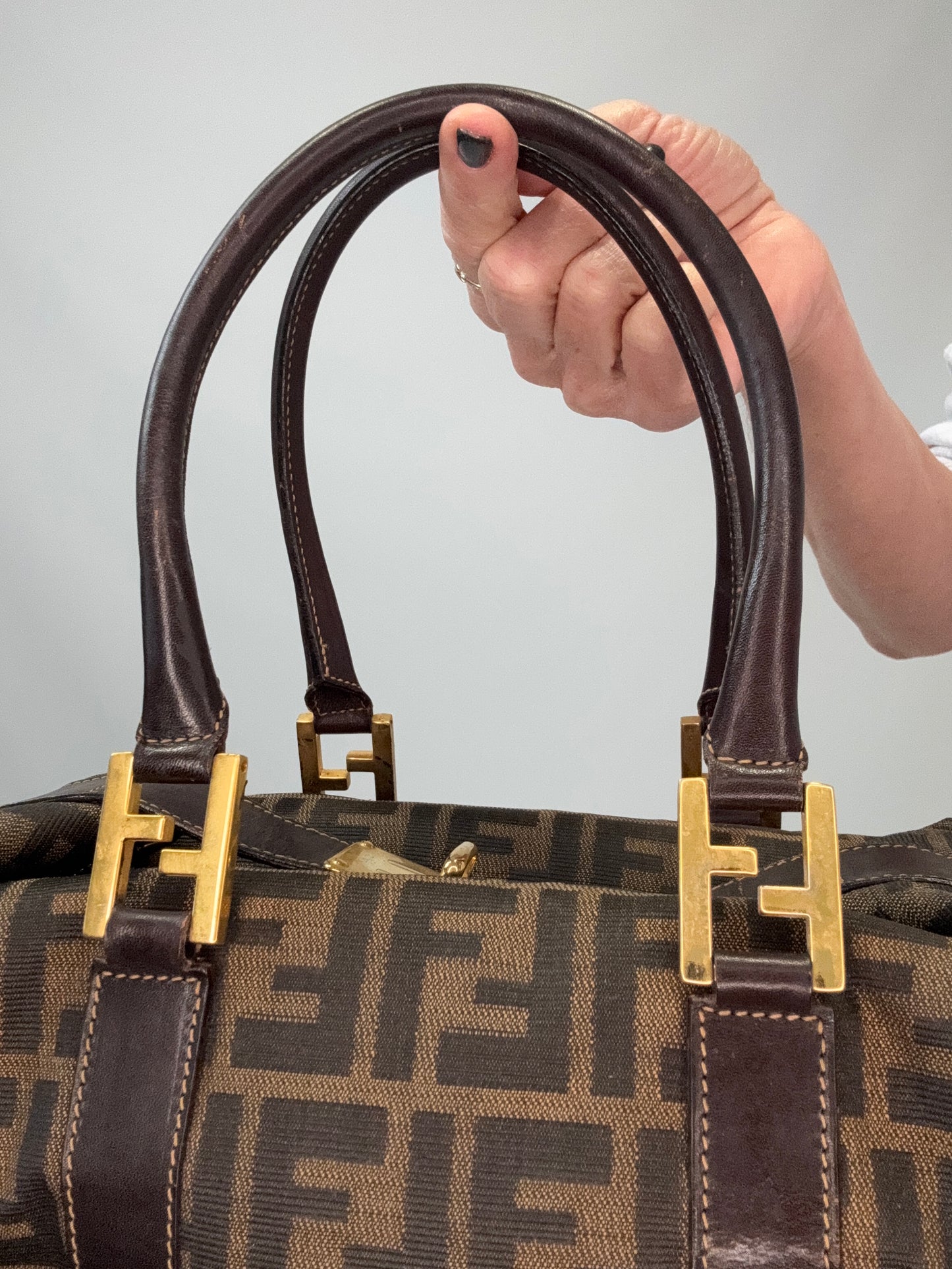 Fendi Zucca Two Way Boston Bag