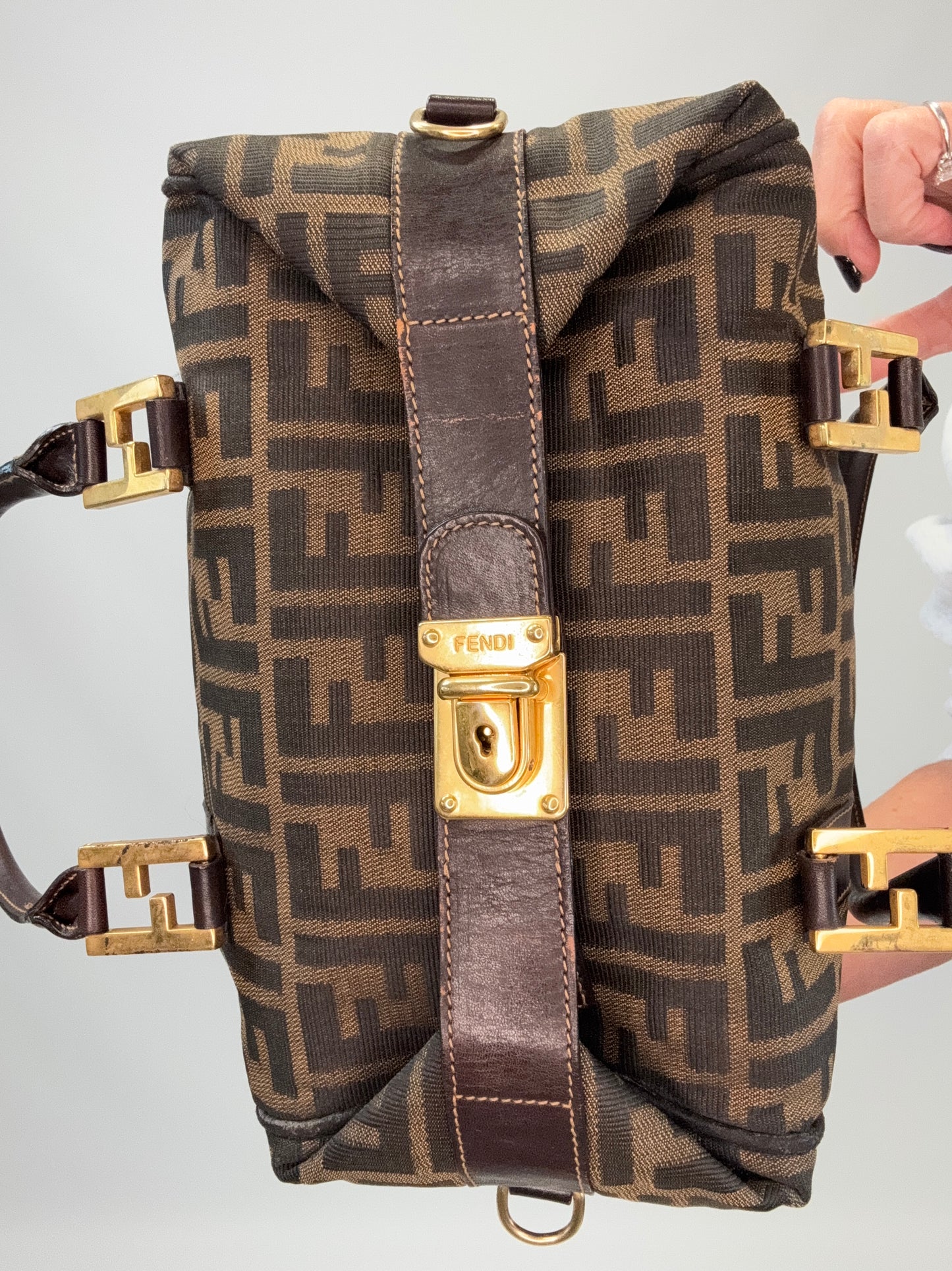 Fendi Zucca Two Way Boston Bag