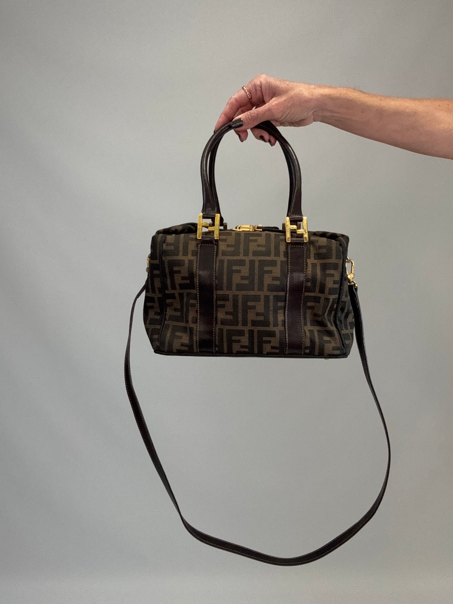 Fendi Zucca Two Way Boston Bag