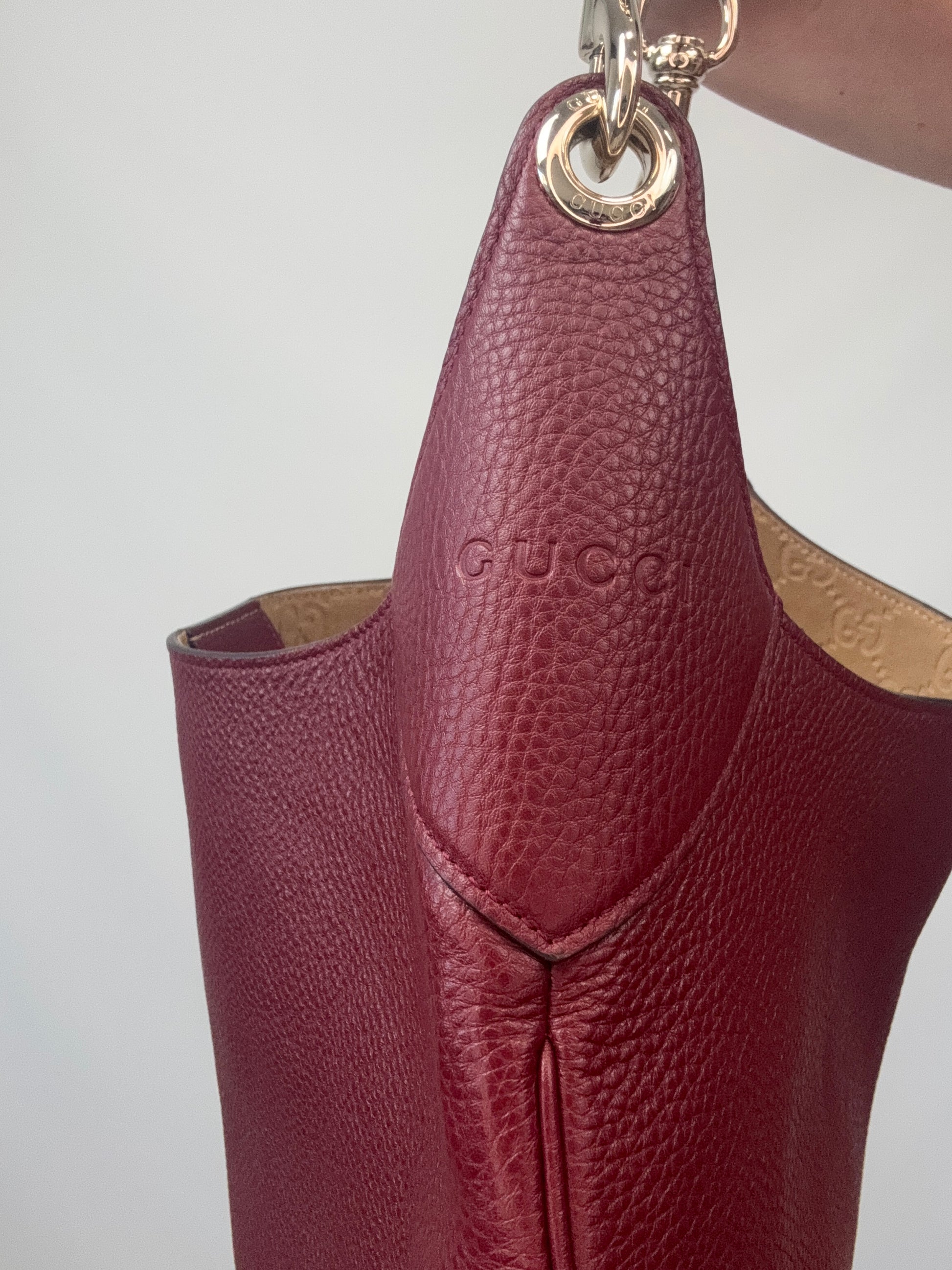 Gucci B Large Hobo Bag embossed logo