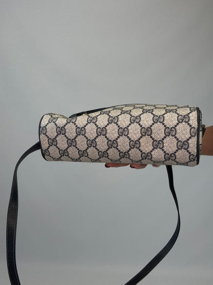 Gucci GG Supreme Sherry Line Shoulder Bag - Navy Blue