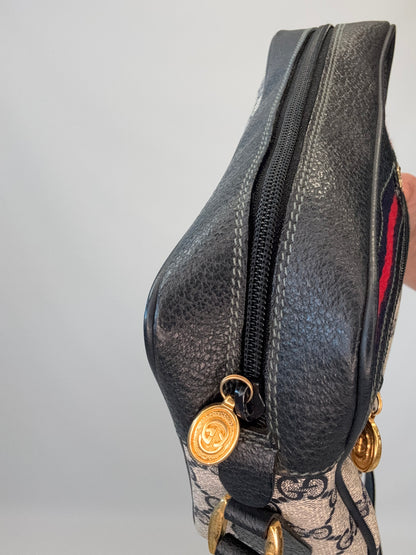 Gucci GG Supreme Sherry Line Shoulder Bag - Navy Blue