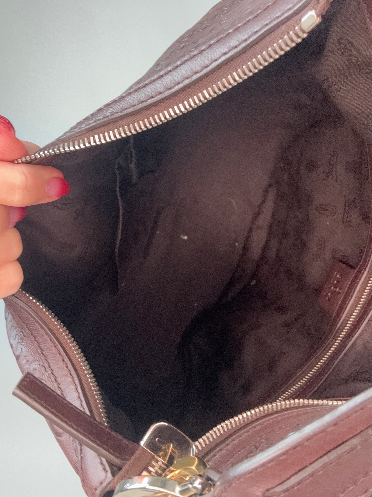 Gucci Brown Leather Guccissima GG Twins Hobo