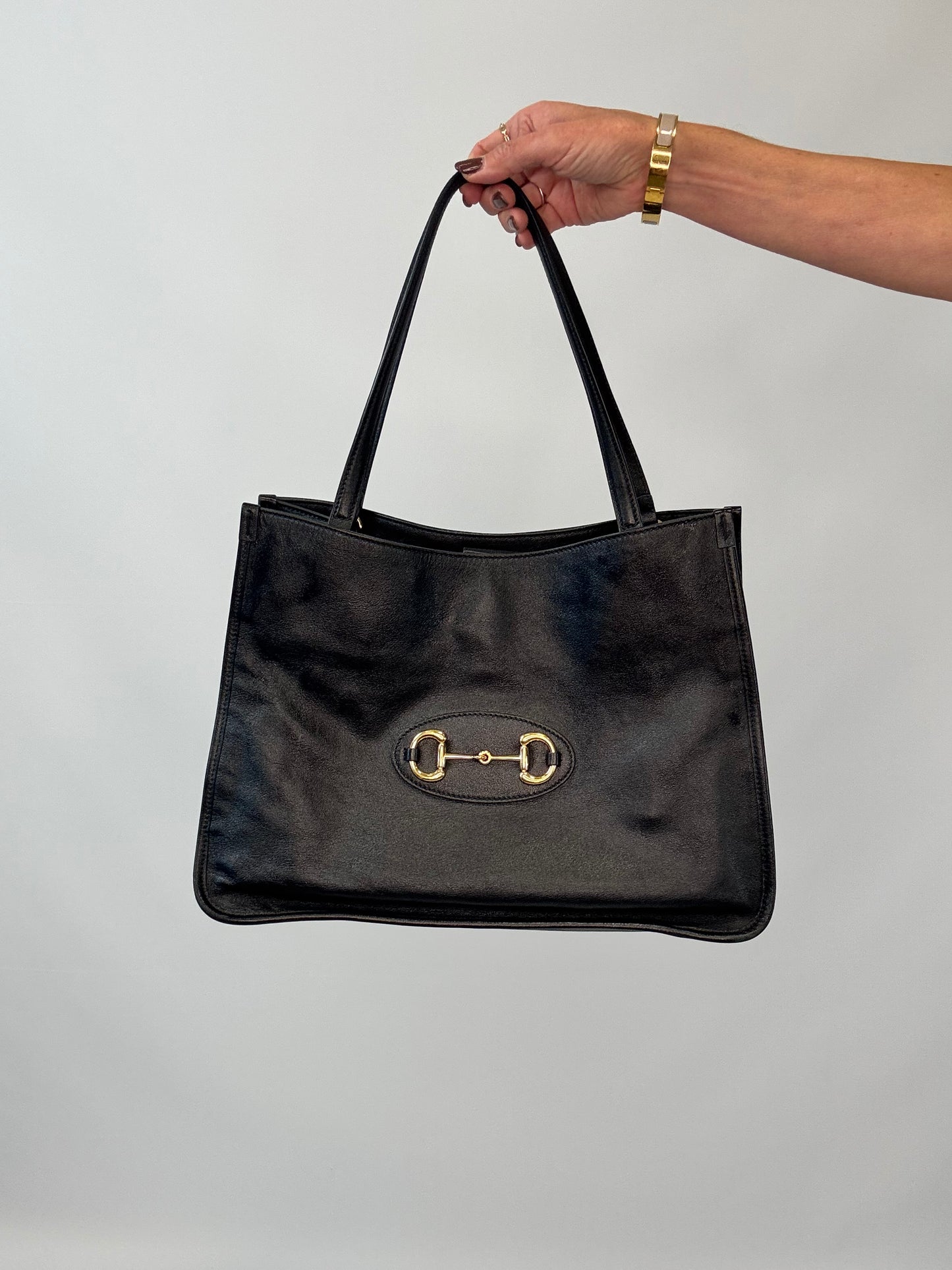 Gucci Horsebit 1955 Leather Tote - Black